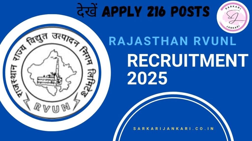 Rajasthan RVUNL Recruitment 2025 